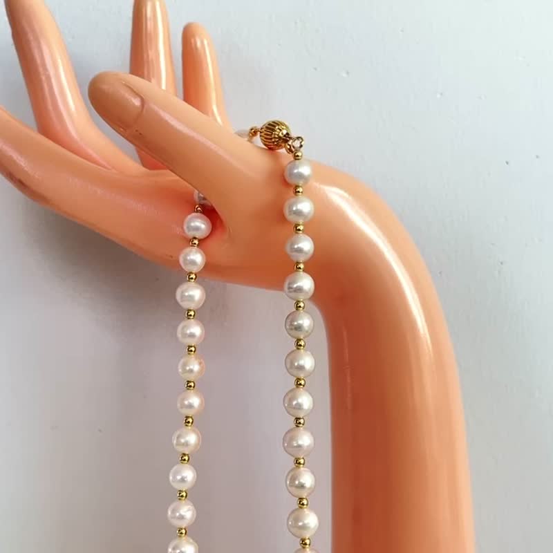 天然淡水珍珠 强光炫彩 项链/毛衣链 - 项链 - 珍珠 白色