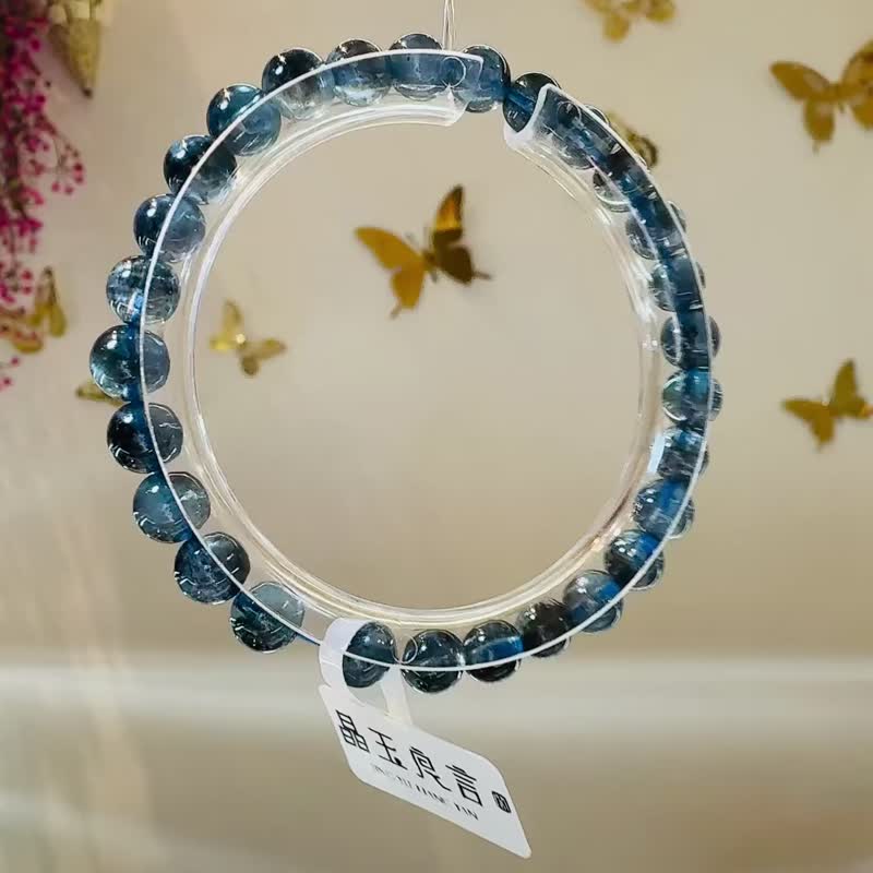 天然魔鬼海蓝宝6mm9.90g金属光泽冥想水晶首选释放压力店主自用 - 手链/手环 - 水晶 蓝色
