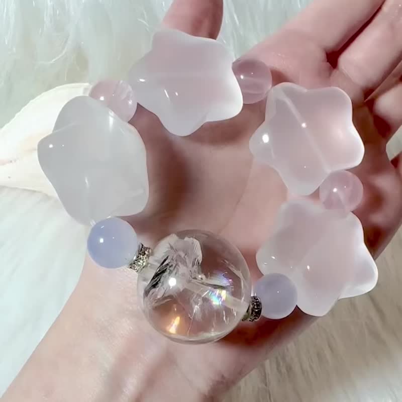 定制化 | 月白星梦   |奶白晶星、蓝玉髓、粉水晶、白水晶 - 手链/手环 - 水晶 紫色