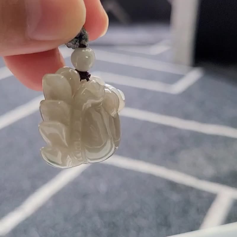 【亲翠】天然翡翠 冰黄带灰度特殊色精工螃蟹调节式绳链 八方来财 - 项链 - 玉石 多色