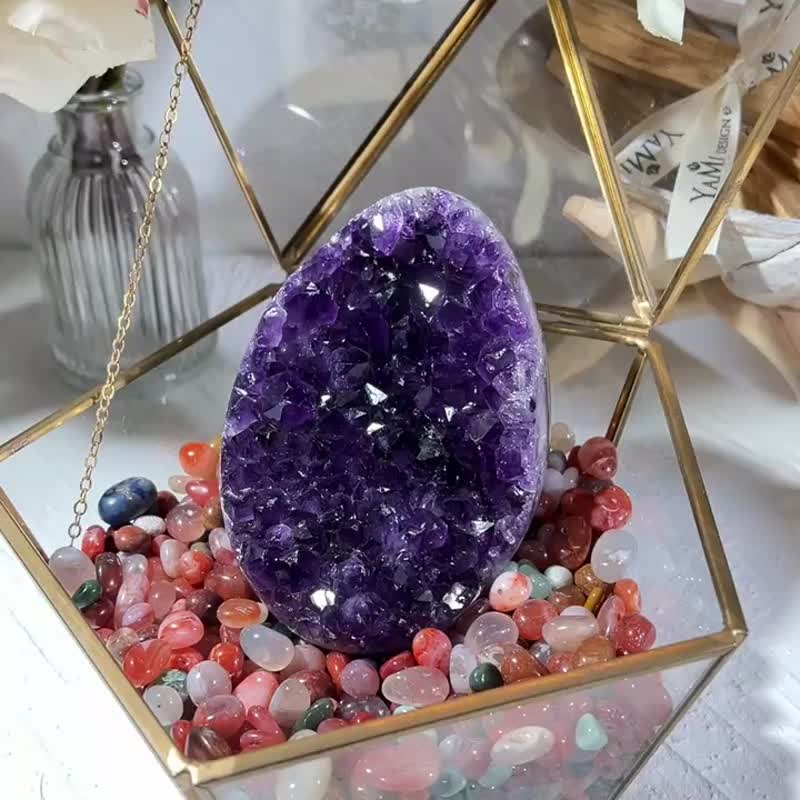 稀有 紫晶 帝王紫 ESP 恐龙蛋 紫水晶洞 紫晶洞 招财 办公摆件 - 摆饰 - 水晶 紫色