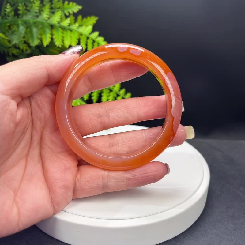 精品 渐变橘粉 玛瑙手镯 58MM 千层飘墨 玉髓手环 时尚清新爱心 - 手链/手环 - 半宝石 