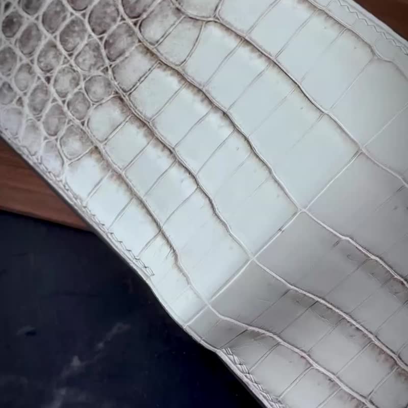 【皮夹、银包、钱包、短夹】喜马拉雅美洲鳄鱼皮  刻字 图案 - 表带 - 真皮 多色