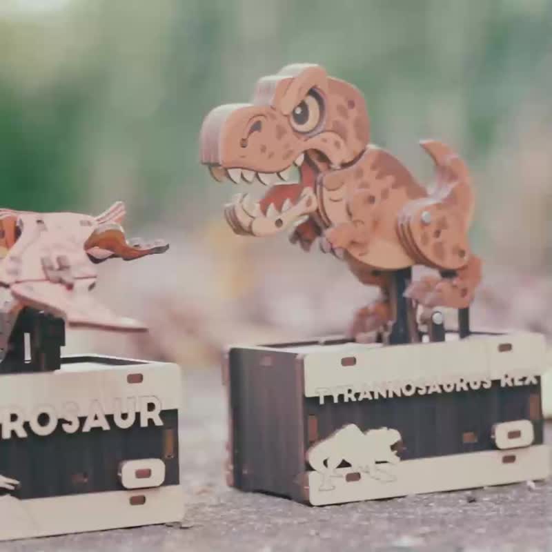 【DIY手作】侏罗纪恐龙 电力模型 亲子手作 礼物 - 木工/竹艺/纸艺 - 木头 绿色