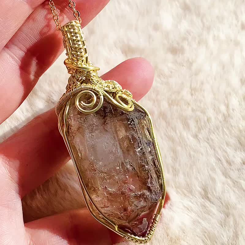 【高阶草莓晶】稀有天然原石项链 / 冰透草莓籽 - 项链 - 水晶 紫色