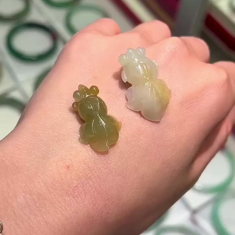 缅甸翡翠A玉 吊坠 手绳 手链 • 冰种奶黄金鱼翡翠吊坠 - 其他 - 玉石 黄色