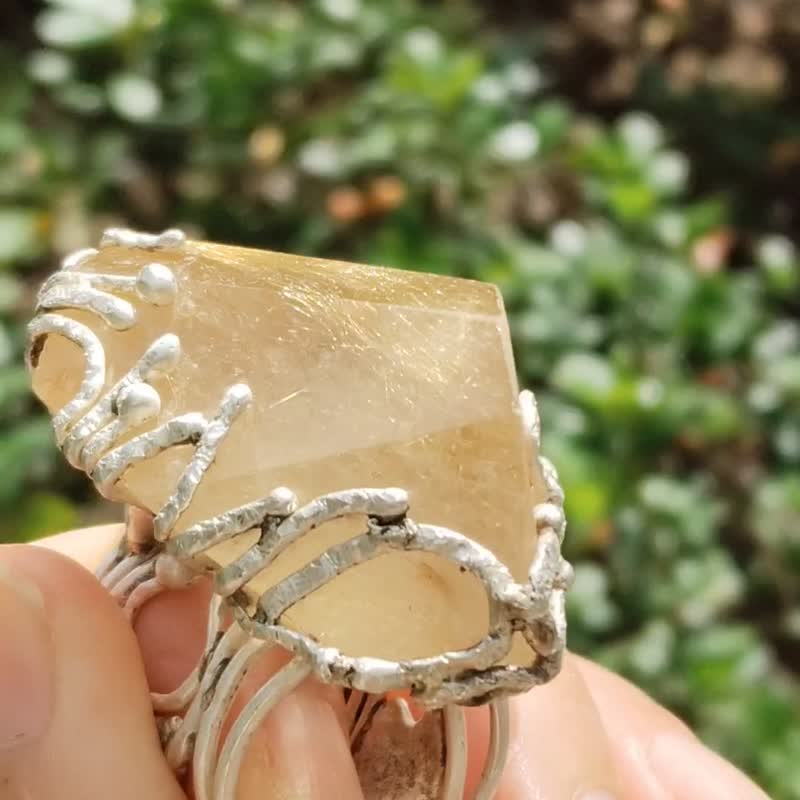 钛晶手工银戒 纯银戒指 ~**电**~ Rutilite Silver Ring - 戒指 - 纯银 