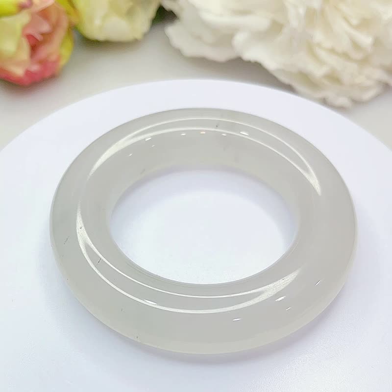 NO.63高冰种金丝玉天山冰翠宝石光手镯 49 MM 胖圆条 天山翠手环 - 手链/手环 - 玉石 透明