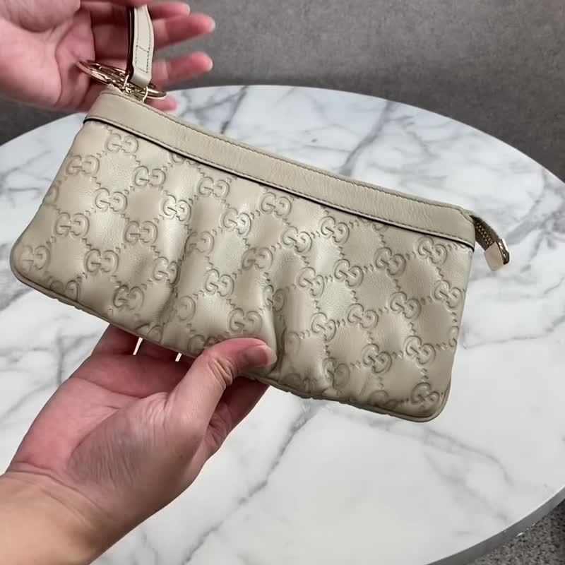 【日本直送，二手包装】GUCCI GG图案皮革小袋手提包米色复古老sa7xnd - 手提包/手提袋 - 真皮 咖啡色