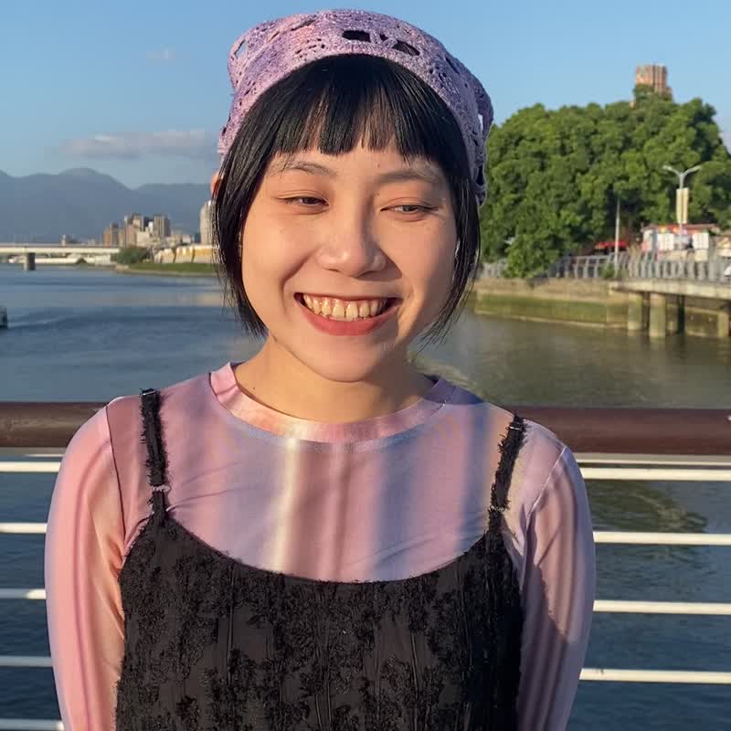 紫藤 手染编织三角发带 编织三角头巾 职人手工染制 - 其他 - 棉．麻 紫色