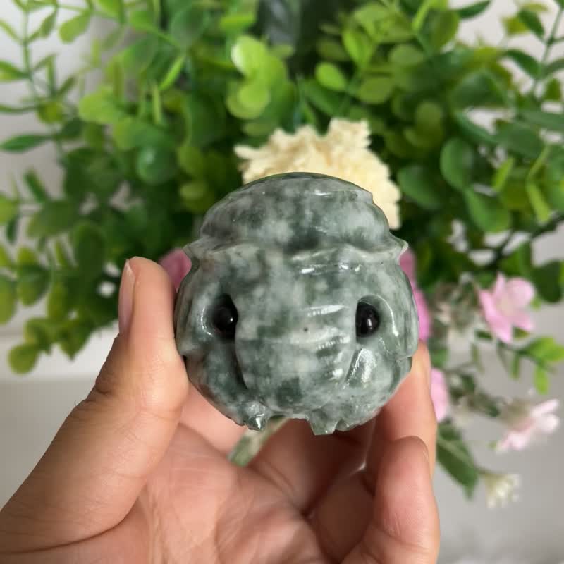 招财象 平安吉祥象  青海翠大象摆件   桌面摆件 含开光 招财聚财 - 摆饰 - 水晶 