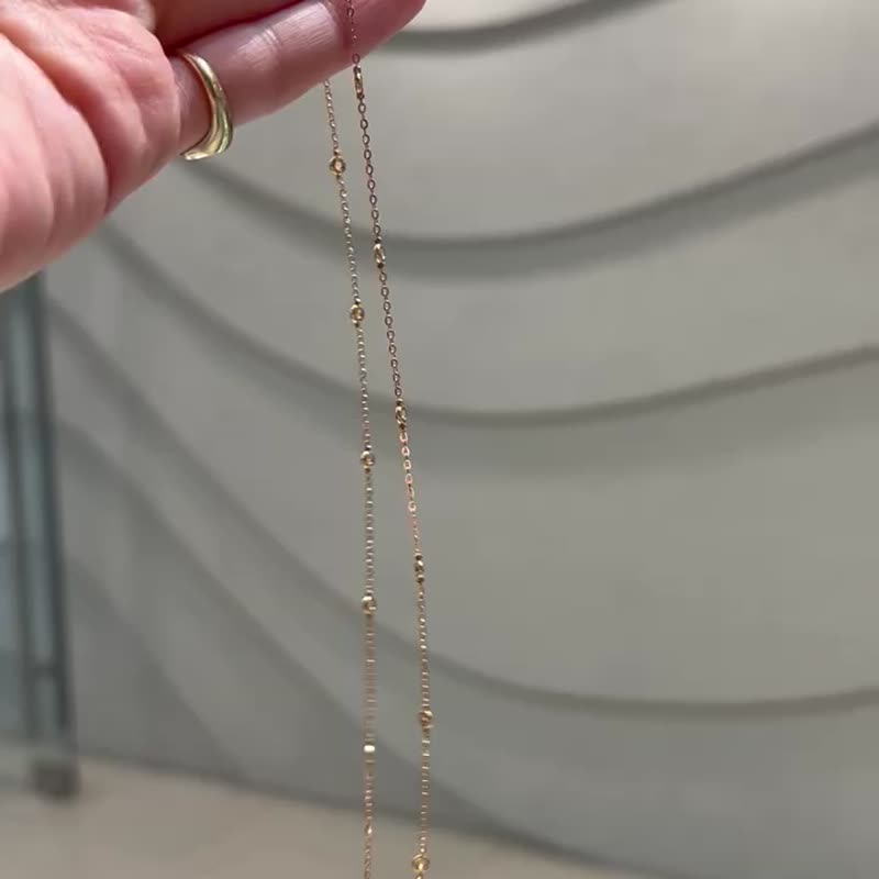 小钻点缀项链-18k玫瑰金 - 项链 - 玫瑰金 粉红色