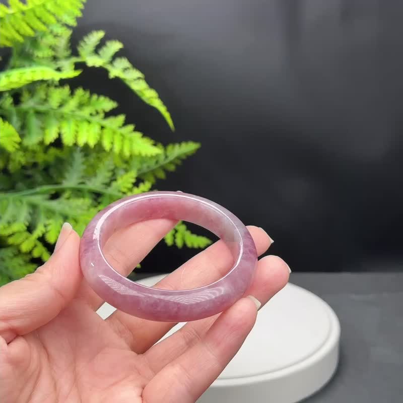 马达加斯加 紫色粉晶手镯 52MM 老料紫粉冰飘玫瑰石英 和谐运势 - 手链/手环 - 水晶 紫色