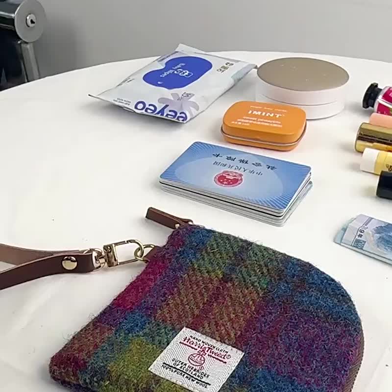 L型拉链收纳零钱包harris tweed哈里斯羊毛粗花呢 - 零钱包 - 羊毛 