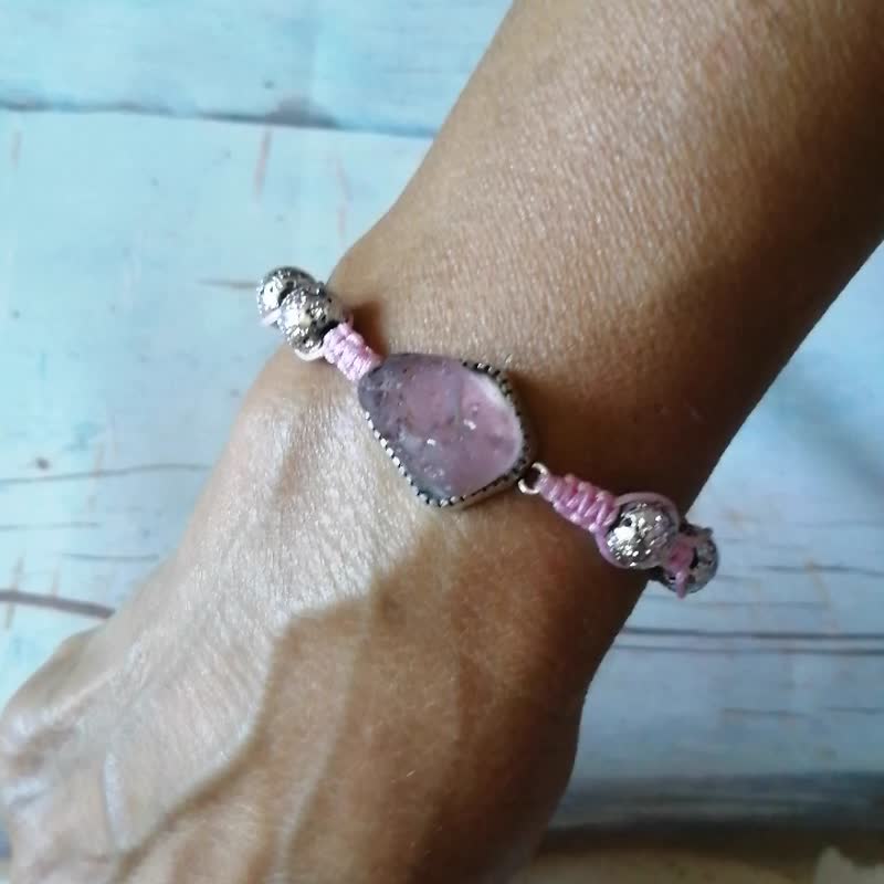 Pink Sea glass bracelet.Beach bracelet for mom.Birthday gift for her.nature gift - 手链/手环 - 玻璃 粉红色