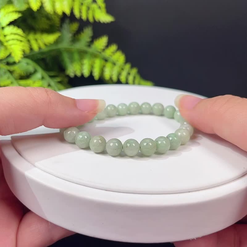 天然沙弗莱圆珠手钏 7.5mm 疗愈 幸福 活力 - 手链/手环 - 宝石 绿色