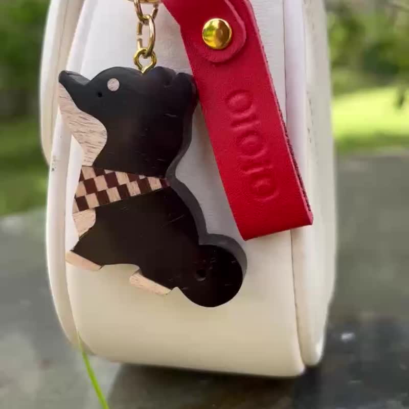 【手作实木吊饰】手工实木吊饰/柴犬/ 定制刻字 /送礼首选 - 钥匙链/钥匙包 - 木头 绿色