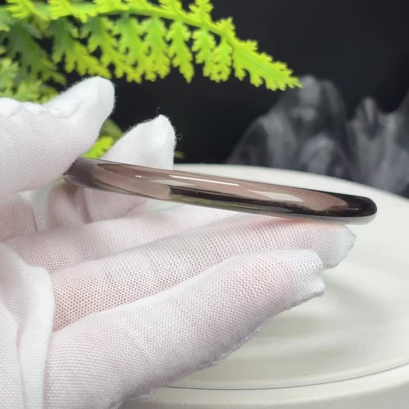 玻璃体茶晶手镯 59MM 冰透仙女条烟晶手环 积极理智理性舒压沉稳 - 手链/手环 - 水晶 