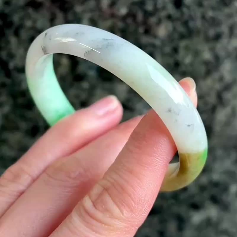 天然翡翠 缅甸 A玉 手镯 玉镯 • 冰种多彩翡翠福镯 - 手链/手环 - 玉石 多色