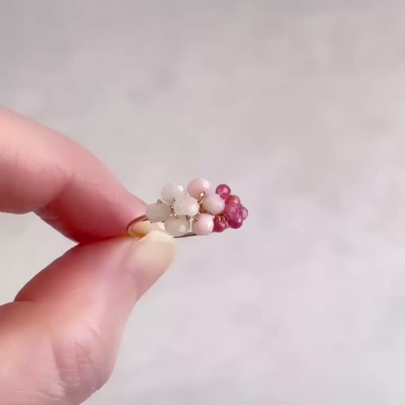 Bijou bouquet - 摩根石 粉红蛋白石 蔷薇石 线戒 - 戒指 - 宝石 粉红色