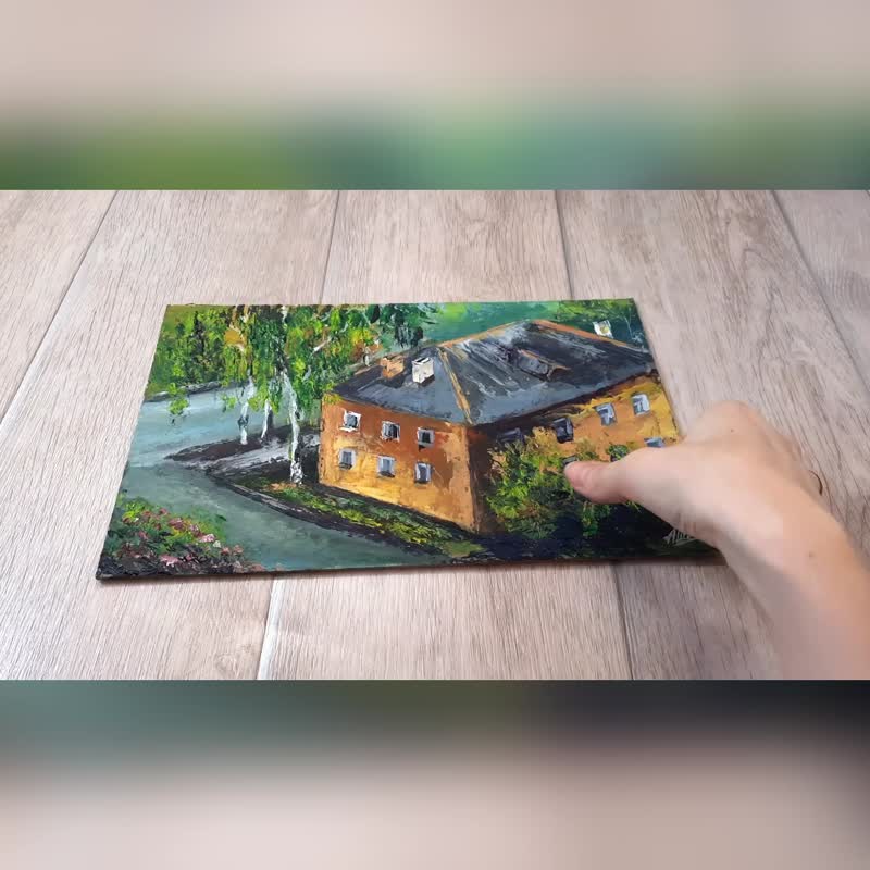 白桦树画 原创油画 老房子画 小风景 - 墙贴/壁贴 - 其他材质 多色