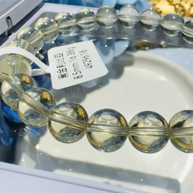 小精品稀有品种利比亚黑金蓝针陨石 8.5mm16.38g 财富引流器事业 - 手链/手环 - 半宝石 黄色