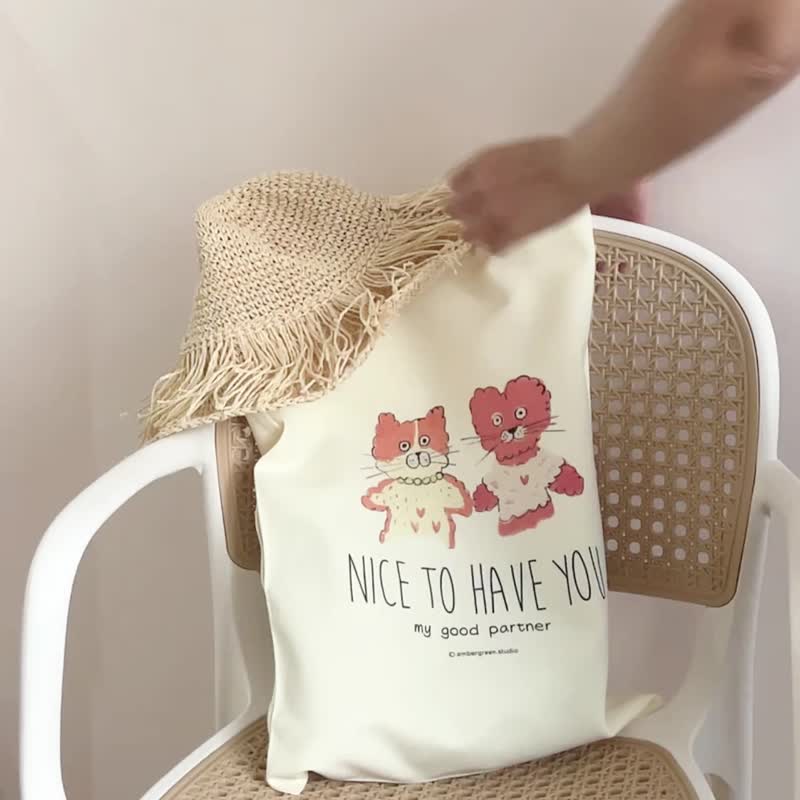 好伙伴 插画帆布袋 x 香氛旅行组 - 侧背包/斜挎包 - 棉．麻 