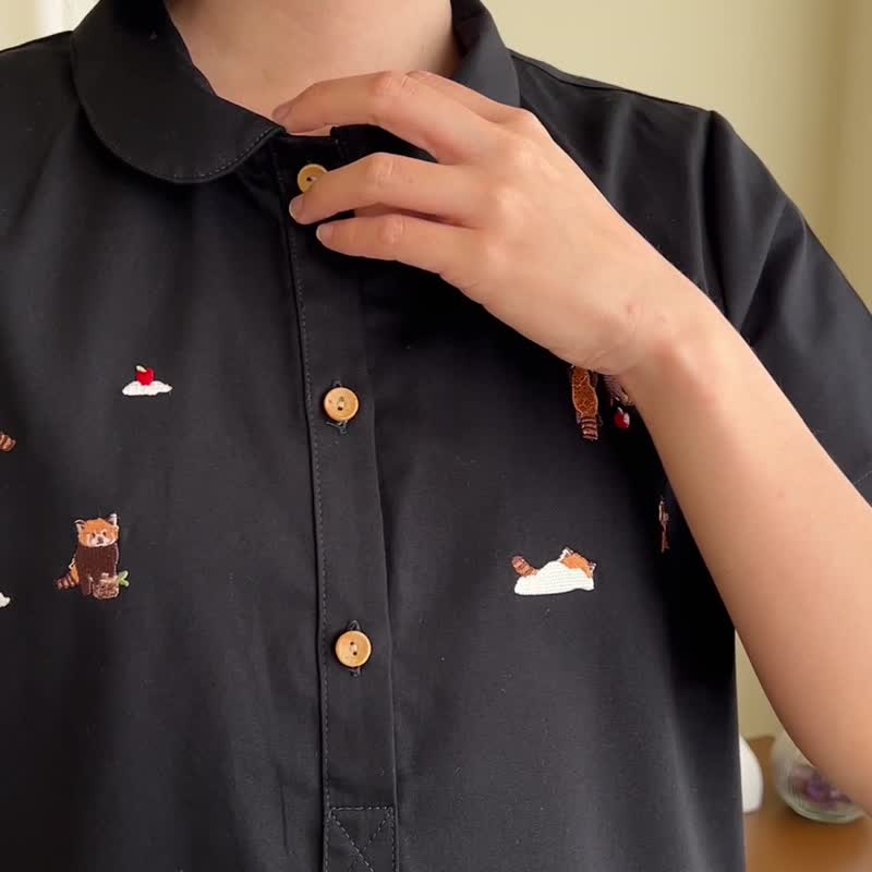 LuLu Dress 莲花领连衣裙  Black 黑色的 - 洋装/连衣裙 - 棉．麻 黑色