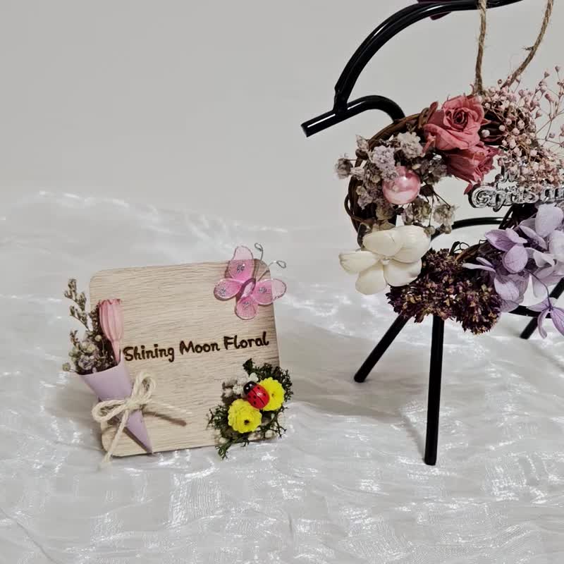 皎月有花  永生花迷你圣诞小花圈  粉雾小夜曲 - 干燥花/捧花 - 植物．花 