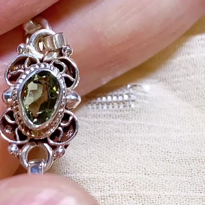 天然 切面 碧玺 手链 尼泊尔 手工制 925纯银 - 手链/手环 - 宝石 