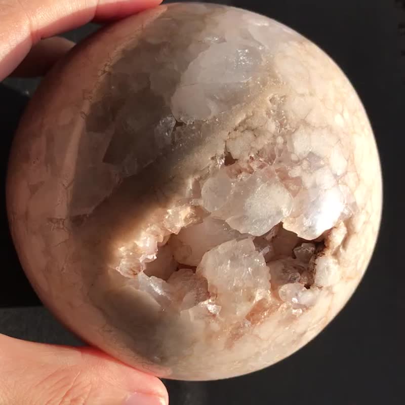 巨型 樱花玛瑙球 玛瑙爆晶 开口笑 水晶球 摆设 天然原石 - 摆饰 - 水晶 多色
