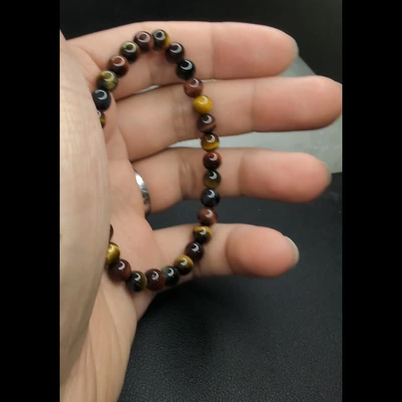 【订制品】彩虎眼石 三色虎眼石 6-18mm 手串 天然水晶 - 手链/手环 - 水晶 