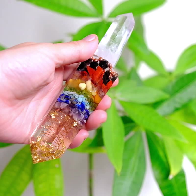 定制化礼物_水晶脉轮治疗魔法棒2彩虹白水晶柱净化仪式天然矿石能 - 摆饰 - 水晶 多色