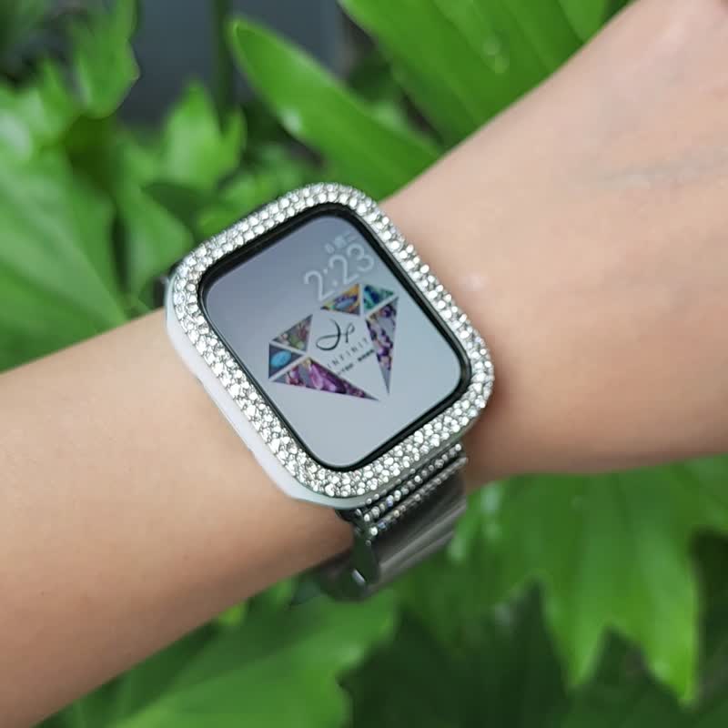 顶级 银曜石 事业 招财 Apple Watch 智慧手表 Android 宝石 表带 - 表带 - 宝石 灰色