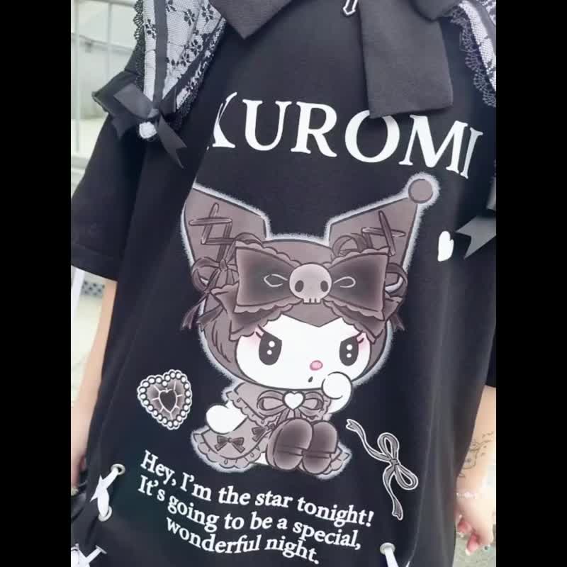 原创三丽鸥SANRIO授权酷洛米地雷系蕾丝拼接领结短袖水手服JJ5063 - 女装 T 恤 - 棉 