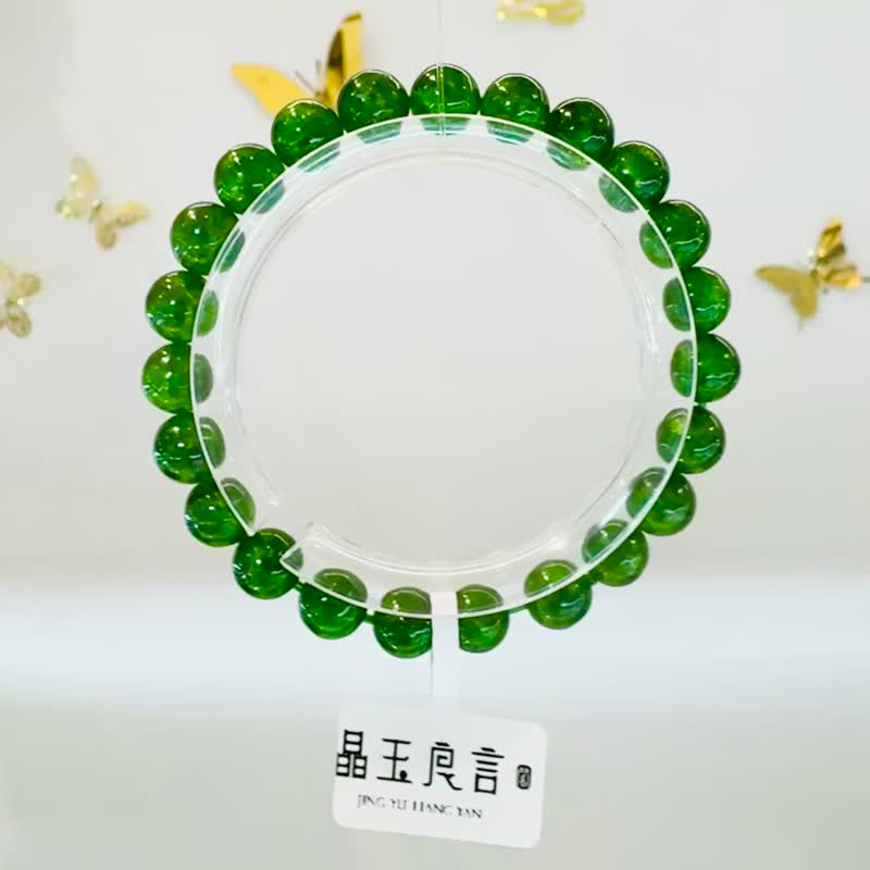 天然浓绿透辉石8mm16.4g水晶净化修复能量磁场精神疗愈清新忧郁 - 手链/手环 - 水晶 绿色