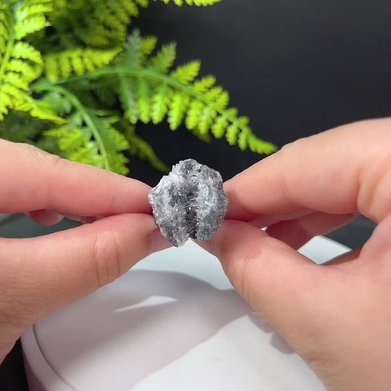 水晶晶洞活口戒指 随形闪片白色晶簇原石标本复古手工指环 S925银 - 戒指 - 水晶 