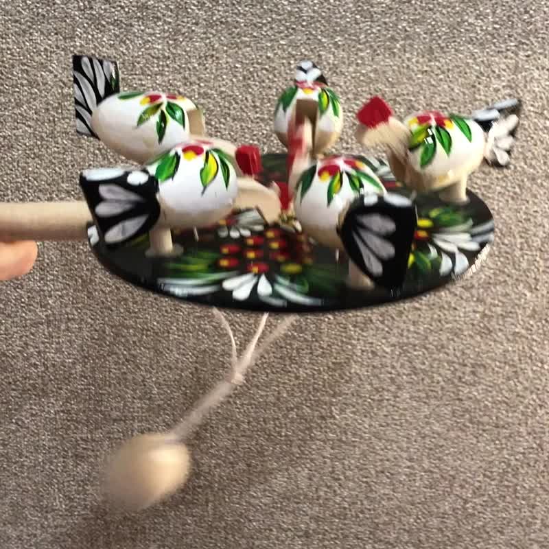 Russian Wooden Toy Chicken, Wooden Toy For Child, Live Toy, Russian Toy - 玩具/玩偶 - 木头 黑色