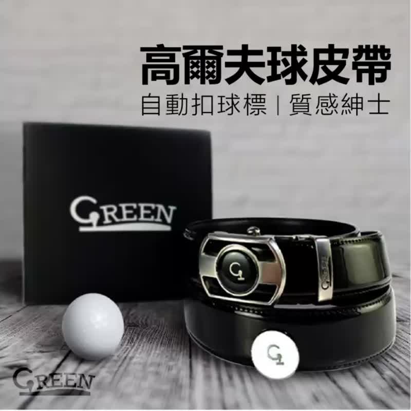 Green 高尔夫球皮带 亮面休闲皮带 自动扣皮带 合成皮带 运动腰带 - 皮带/腰带 - 人造皮革 黑色