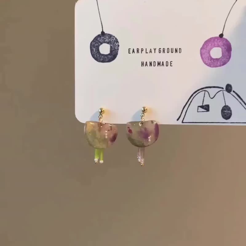 花蟹出游记 - 耳环/耳夹 - 树脂 多色