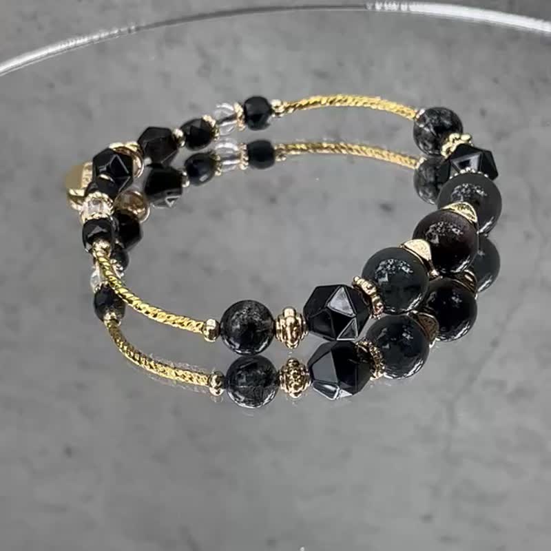 升职防小人 黑发晶 拉长石 黑曜 天然水晶手链 - 手链/手环 - 水晶 