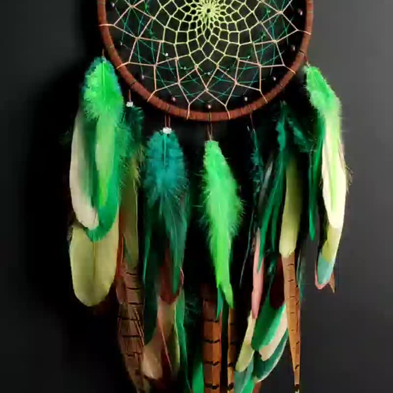 Dream catcher Brown Green Dreamcatcher natural earthy colors Native american - 墙贴/壁贴 - 绣线 绿色