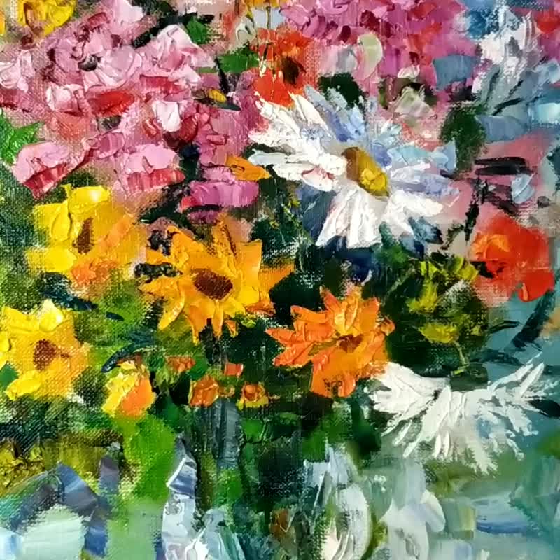 Sunny Bouquet Painting Flower Original Art Impressionism Artwork Floral Wall Art - 海报/装饰画/版画 - 其他材质 