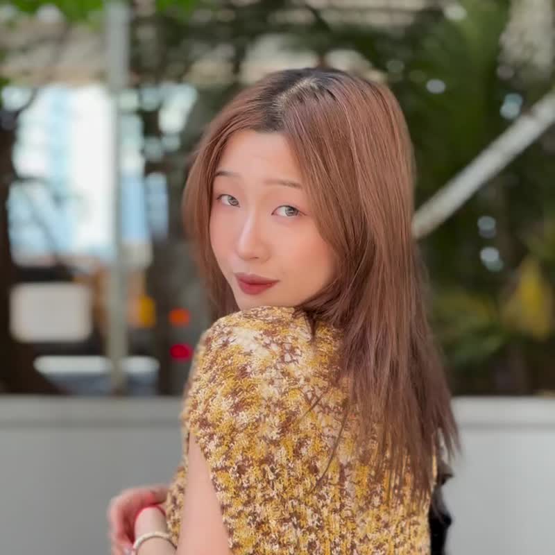 泥黄色 青绿色 菱格针织背心侧叉长背心外套 - 洋装/连衣裙 - 棉 多色