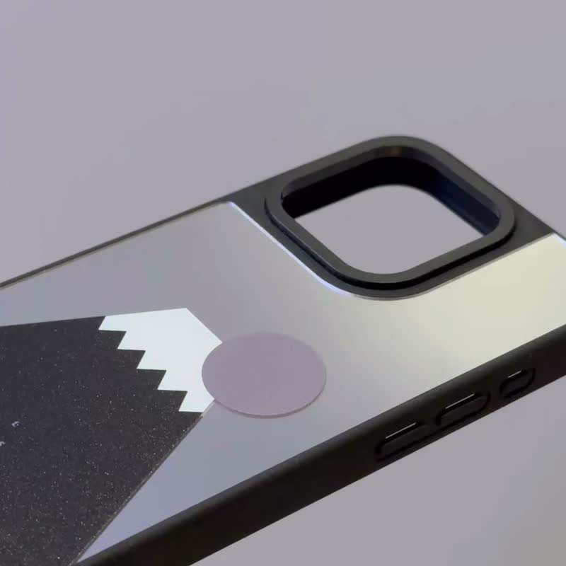 iPhone 17 | 黑色富士山镜面MagSafe 手机壳 | Y2K 太空图案 - 手机壳/手机套 - 塑料 黑色