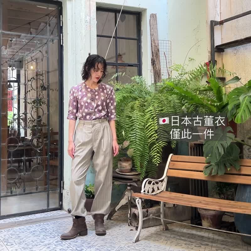 古董印花衬衫【日本古董衣】永续是最奢华的精品 - 女装衬衫 - 其他材质 紫色