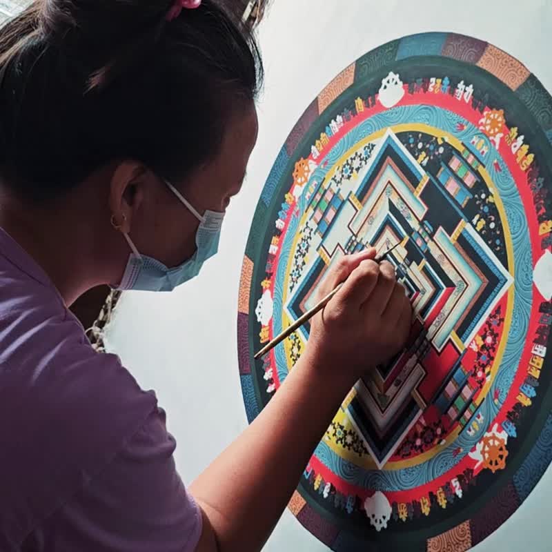 时轮曼陀拉——象征存在与心灵循环的藏传艺术作品 - 墙贴/壁贴 - 其他材质 多色