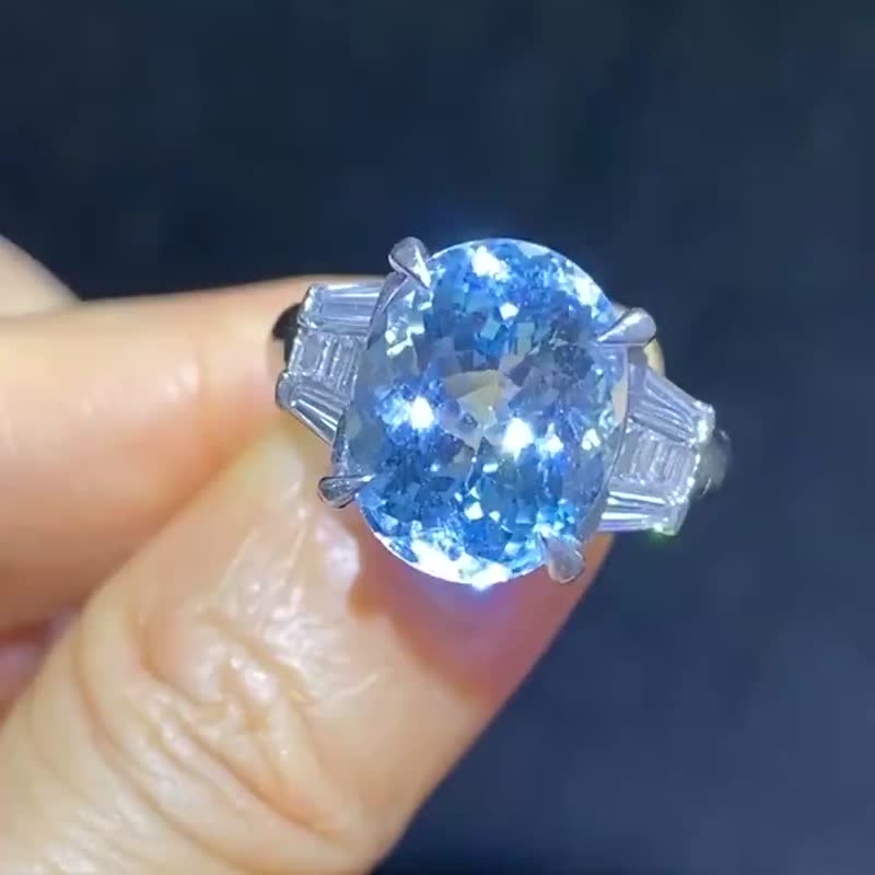 圣玛利亚色海蓝宝戒指 7.42克拉 - 戒指 - 宝石 