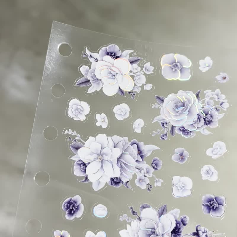 PET 贴纸 BINDER FIT | 瑠璃色的花 | Loidesign | 全球设计师 PET Sticker - 纸胶带 - 纸 白色