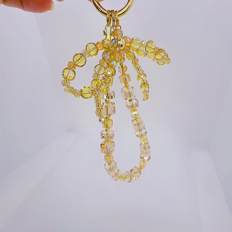 Rom828串珠手机链-金色宝石 - 吊饰 - 水晶 